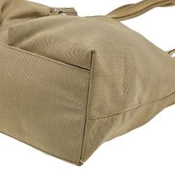 Pre Owned Gucci Beige Canvas and Leather Double Pocket Tote