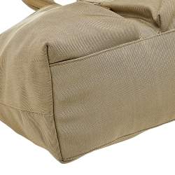 Pre Owned Gucci Beige Canvas and Leather Double Pocket Tote
