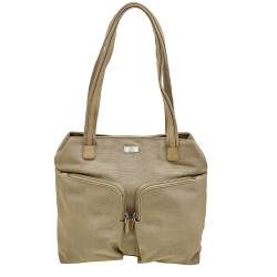 Pre Owned Gucci Beige Canvas and Leather Double Pocket Tote
