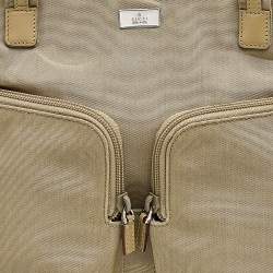 Pre Owned Gucci Beige Canvas and Leather Double Pocket Tote
