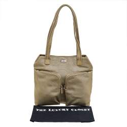 Pre Owned Gucci Beige Canvas and Leather Double Pocket Tote