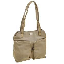 Pre Owned Gucci Beige Canvas and Leather Double Pocket Tote