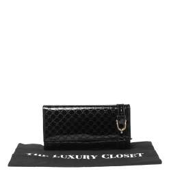 مملوكة مسبقًا محفظة كونتينينتال غوتشي نيس جلد لامع ميكروغوتشيسيما أسود