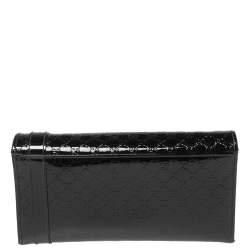 مملوكة مسبقًا محفظة كونتينينتال غوتشي نيس جلد لامع ميكروغوتشيسيما أسود