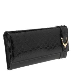 مملوكة مسبقًا محفظة كونتينينتال غوتشي نيس جلد لامع ميكروغوتشيسيما أسود