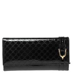 مملوكة مسبقًا محفظة كونتينينتال غوتشي نيس جلد لامع ميكروغوتشيسيما أسود