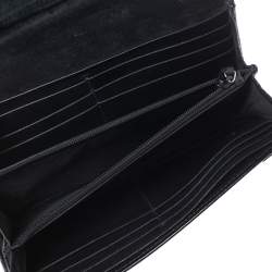 مملوكة مسبقًا محفظة كونتينينتال غوتشي نيس جلد لامع ميكروغوتشيسيما أسود