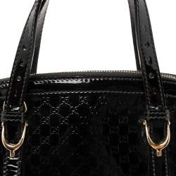 مملوكة مسبقًا Gucci Black Microguccissima Patent Leather Nice Dome Satchel