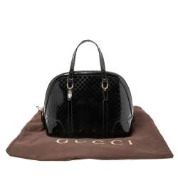 مملوكة مسبقًا Gucci Black Microguccissima Patent Leather Nice Dome Satchel