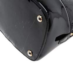 مملوكة مسبقًا Gucci Black Microguccissima Patent Leather Nice Dome Satchel