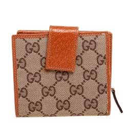 Gucci Beige GG Canvas Zip Around French Compact Wallet