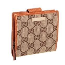 Gucci Beige GG Canvas Zip Around French Compact Wallet