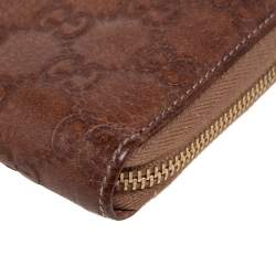 Pre Owned محفظة كونتينينتال غوتشي جلد غوتشيسيما بني مزينة دلاية بامبو بشراشيب