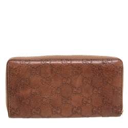 Pre Owned محفظة كونتينينتال غوتشي جلد غوتشيسيما بني مزينة دلاية بامبو بشراشيب