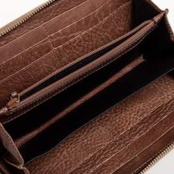 Gucci GG Supreme Bamboo Tassel Zip Around Wallet Brown