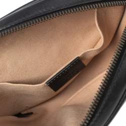 Pre Owned Gucci Black Matelassé Leather GG Marmont Belt Bag