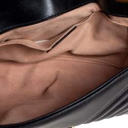 Pre Owned Gucci Black Matelassé Leather Mini GG Marmont Shoulder Bag