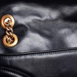 Pre Owned Gucci Black Matelassé Leather Mini GG Marmont Shoulder Bag