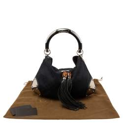 Pre Owned Gucci Black GG Canvas and Leather Medium Babouska Indy Hobo