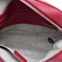 مملوكة مسبقًا حقيبة كتف غوتشي بري كافاس جي جي وجلد بيج / أحمر 