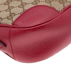 مملوكة مسبقًا حقيبة كتف غوتشي بري كافاس جي جي وجلد بيج / أحمر 