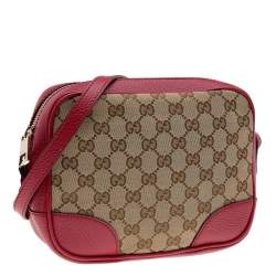 مملوكة مسبقًا حقيبة كتف غوتشي بري كافاس جي جي وجلد بيج / أحمر 