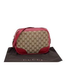 مملوكة مسبقًا حقيبة كتف غوتشي بري كافاس جي جي وجلد بيج / أحمر 