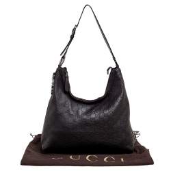 Pre Owned حقيبة هوبو غوتشي دلاية جلد غوتشيسيما بني داكن