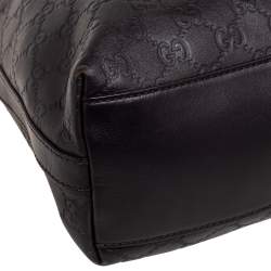 Pre Owned حقيبة هوبو غوتشي دلاية جلد غوتشيسيما بني داكن