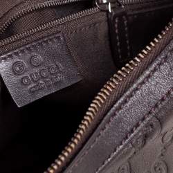 Pre Owned حقيبة هوبو غوتشي دلاية جلد غوتشيسيما بني داكن