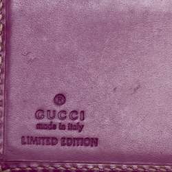 Gucci Purple/Beige GG Canvas and Leather Web Flap French Wallet