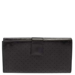 Gucci Black Perforated Leather Interlocking GG Continental Wallet 