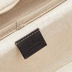 Pre Owned Gucci Beige/Ebony GG Supreme Canvas And Leather Medium Four Wheel Carry-On Suitcase