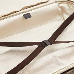 Pre Owned Gucci Beige/Ebony GG Supreme Canvas And Leather Medium Four Wheel Carry-On Suitcase