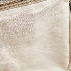 Pre Owned Gucci Beige/Ebony GG Supreme Canvas And Leather Medium Four Wheel Carry-On Suitcase