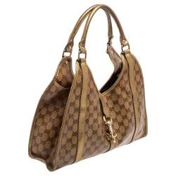 Pre Owned حقيبة كتف غوتشي جوي جلد وكانفاس جي جي كريستال بيج/ذهبي متوسطة