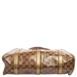 Pre Owned حقيبة كتف غوتشي جوي جلد وكانفاس جي جي كريستال بيج/ذهبي متوسطة