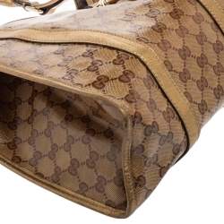 Pre Owned حقيبة كتف غوتشي جوي جلد وكانفاس جي جي كريستال بيج/ذهبي متوسطة