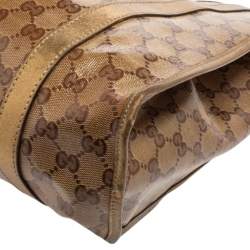 Pre Owned حقيبة كتف غوتشي جوي جلد وكانفاس جي جي كريستال بيج/ذهبي متوسطة