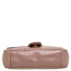 Pre Owned Gucci Beige Matelassé Leather Small GG Marmont Shoulder Bag