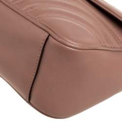 Pre Owned Gucci Beige Matelassé Leather Small GG Marmont Shoulder Bag