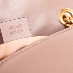 Pre Owned Gucci Beige Matelassé Leather Small GG Marmont Shoulder Bag