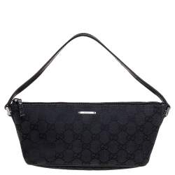 Gucci, Bags, Guccigg Canvas Black Boat Pochette Purse