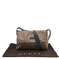 Pre Owned Gucci Beige/Brown GG Crystal Canvas And Leather Flap Messenger Bag