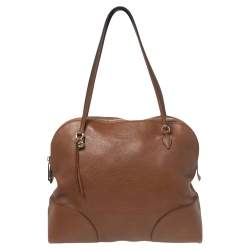 Pre Owned Gucci Brown Leather Bree Dome Satchel