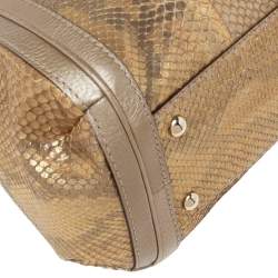 مملوكة مسبقًا حقيبة يد توتس غوتشي بيلا جلد وجلد ثعبان بيج/ذهبي