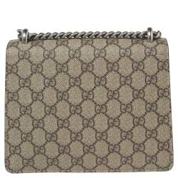 Pre Owned Gucci Red/Beige GG Supreme Canvas and Suede Mini Dionysus Shoulder Bag
