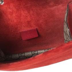 Pre Owned Gucci Red/Beige GG Supreme Canvas and Suede Mini Dionysus Shoulder Bag