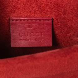 Pre Owned Gucci Red/Beige GG Supreme Canvas and Suede Mini Dionysus Shoulder Bag