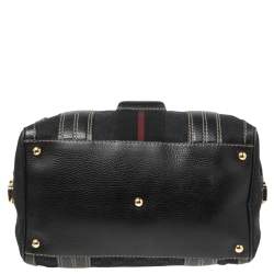 Pre Owned Gucci Black GG Canvas And Leather Medium Aviatrix Boston Bag